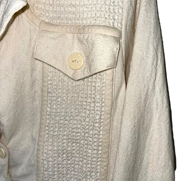Martinez Vintage Womens Jacket Size Medium Cream Button Front Pure Cotton - Picture 6 of 9